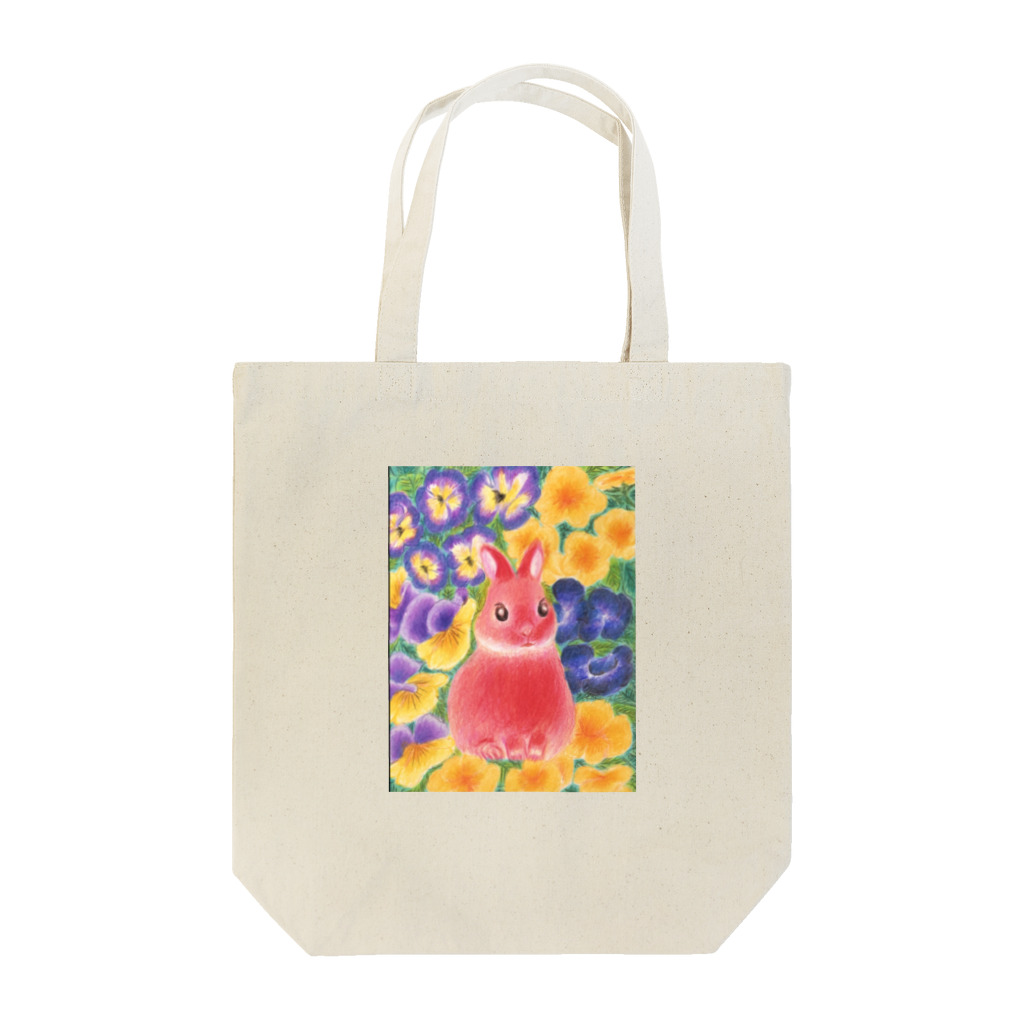 うさだまのパンジー畑のうさぎ Tote Bag