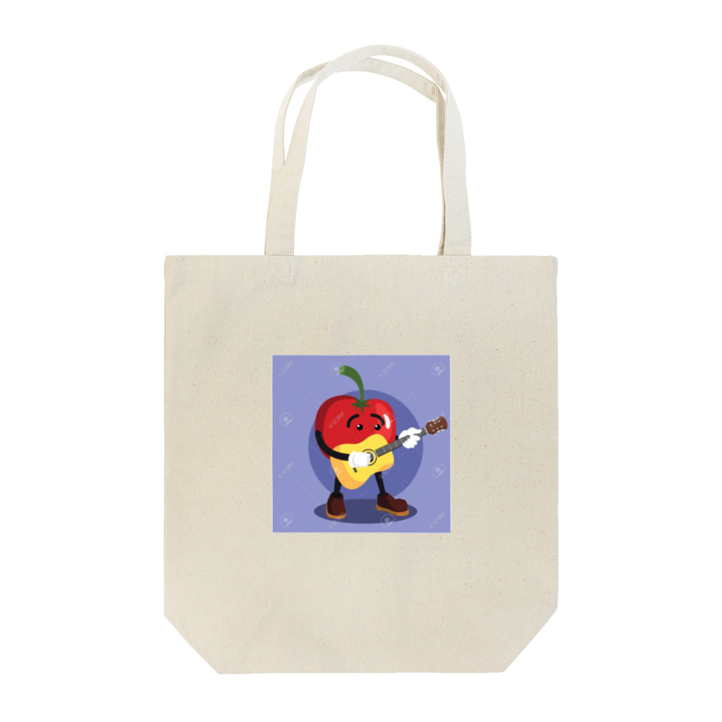 satomatoのイラストのギターを弾くトマトくん Tote Bag