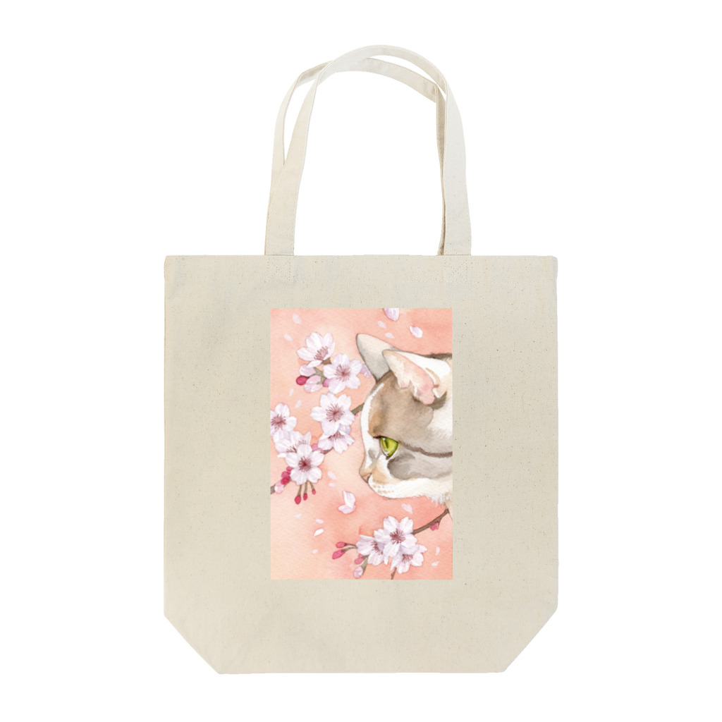 Miaws Shopの桜と三毛猫 トートバッグ