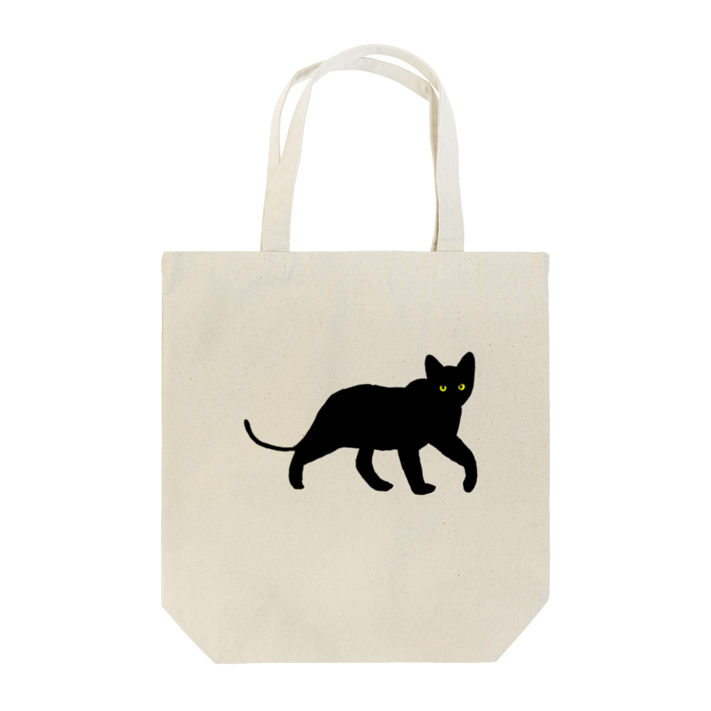 シンプルねこのあるく黒猫 Tote Bag