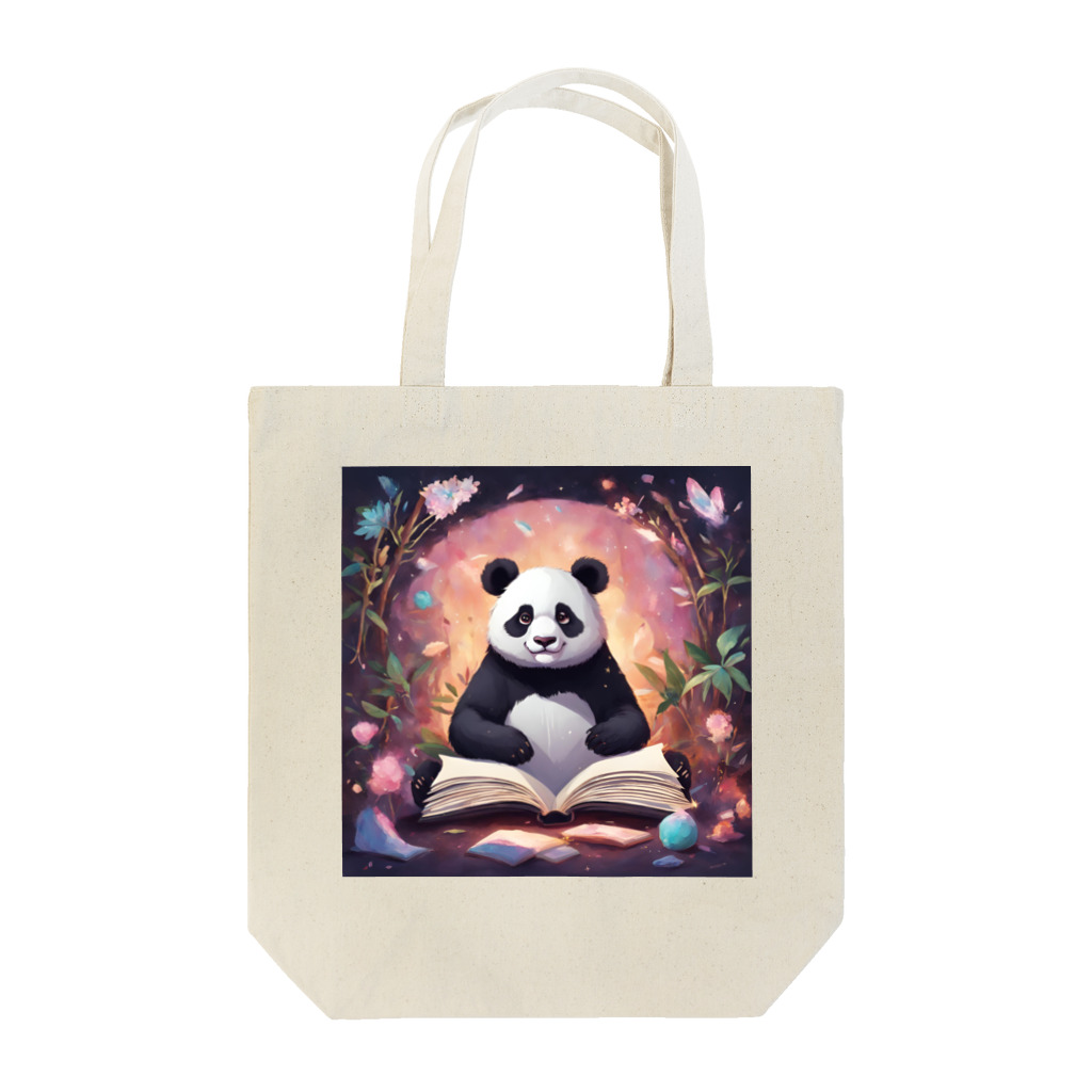 pandownloadの魔法の本を読むパンダ Tote Bag