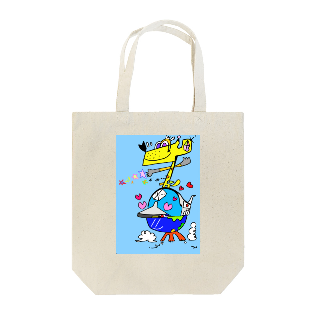 peace11newsの頑張る地球君の上・愛犬ベン・平和の星ビームを放つｖ(ｘｘ）＞ Tote Bag