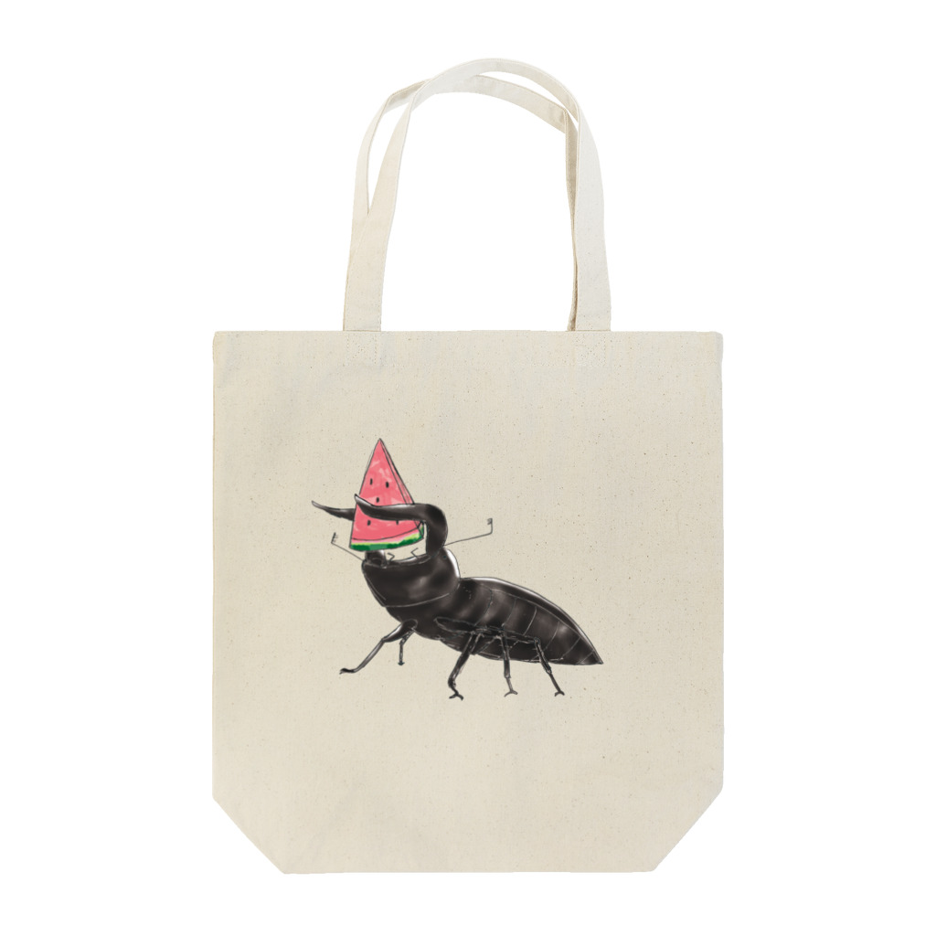 Drecome_Designのゆるいクワガタ&スイカ Tote Bag