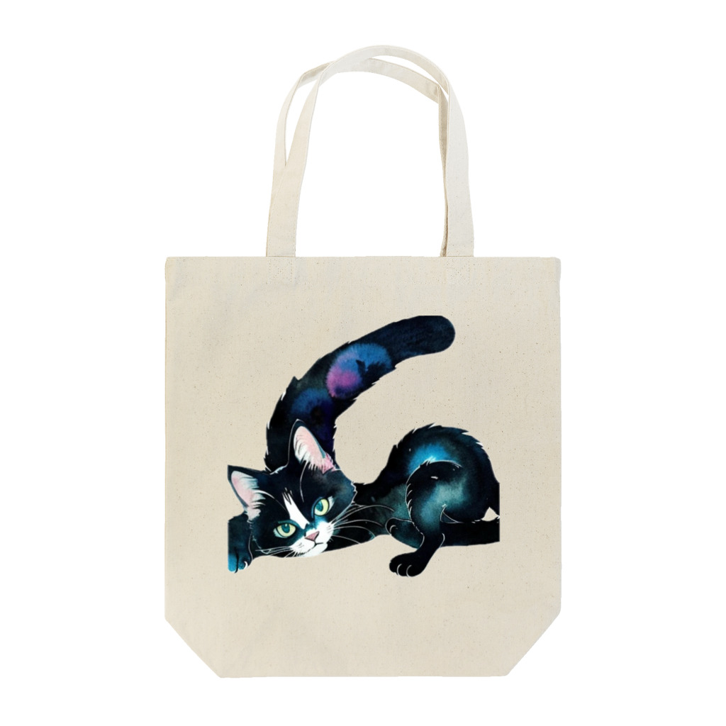 幸運のしっぽの黒猫と魔法の尻尾 Tote Bag
