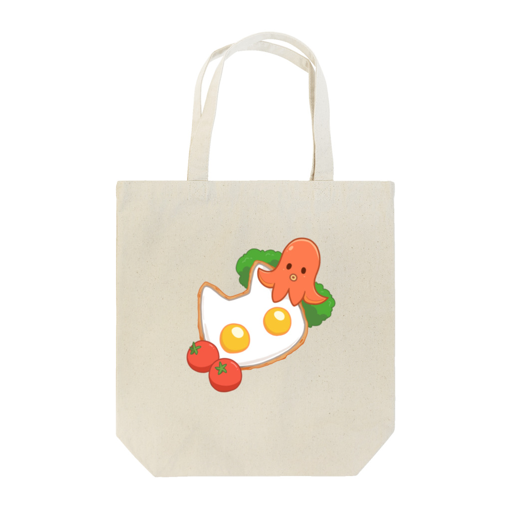 きょううんRRR・SUZURI支店のネコさん目玉焼きとタコさんウインナー Tote Bag