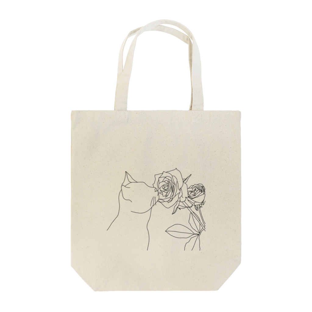 J's egg gardenの植物シリーズ　猫とバラ Tote Bag