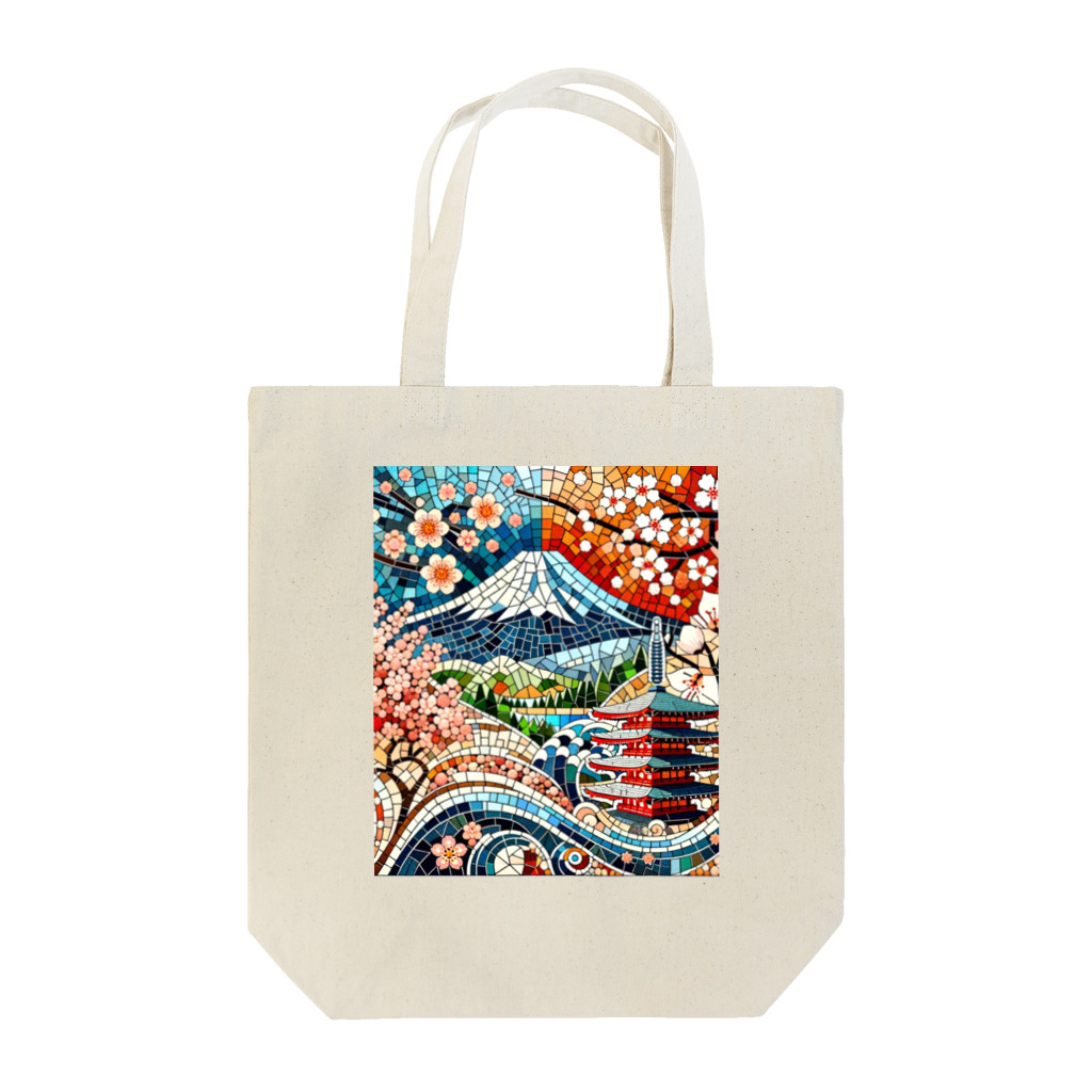 kageblogの日本の伝統と美しさを象徴するモザイクアート トートバッグ