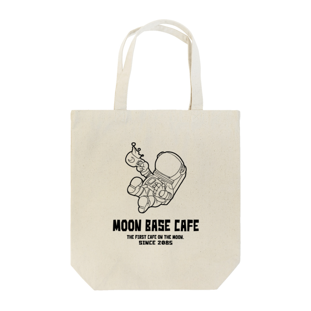 indigo_blue_moonのMOON BASE CAFE (ムーンベースカフェ) モノトーン黒 トートバッグ