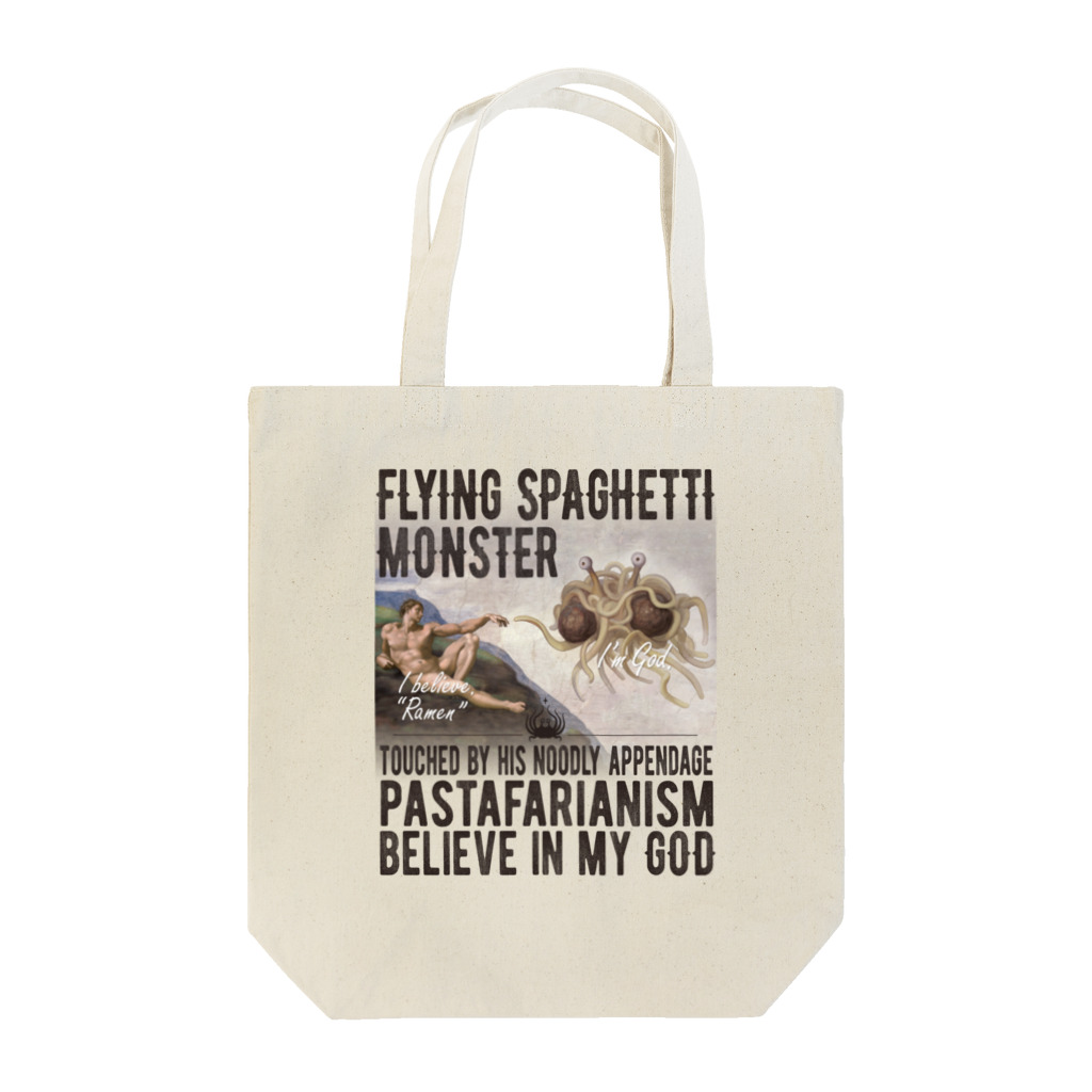 The Sprocketsの空飛ぶスパゲッティ・モンスター教 リスペクト Tシャツ　Flying Spaghetti Monster RespectTees（前面） Tote Bag