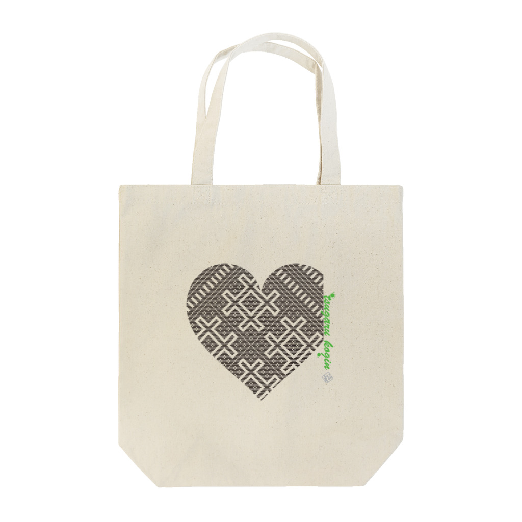 【松】黒金アートこぎん和紙和柄のkoginとハート(モノ） Tote Bag