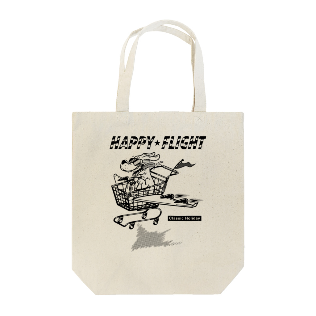 nidan-illustrationのhappy dog -happy flight- (black ink) Tote Bag