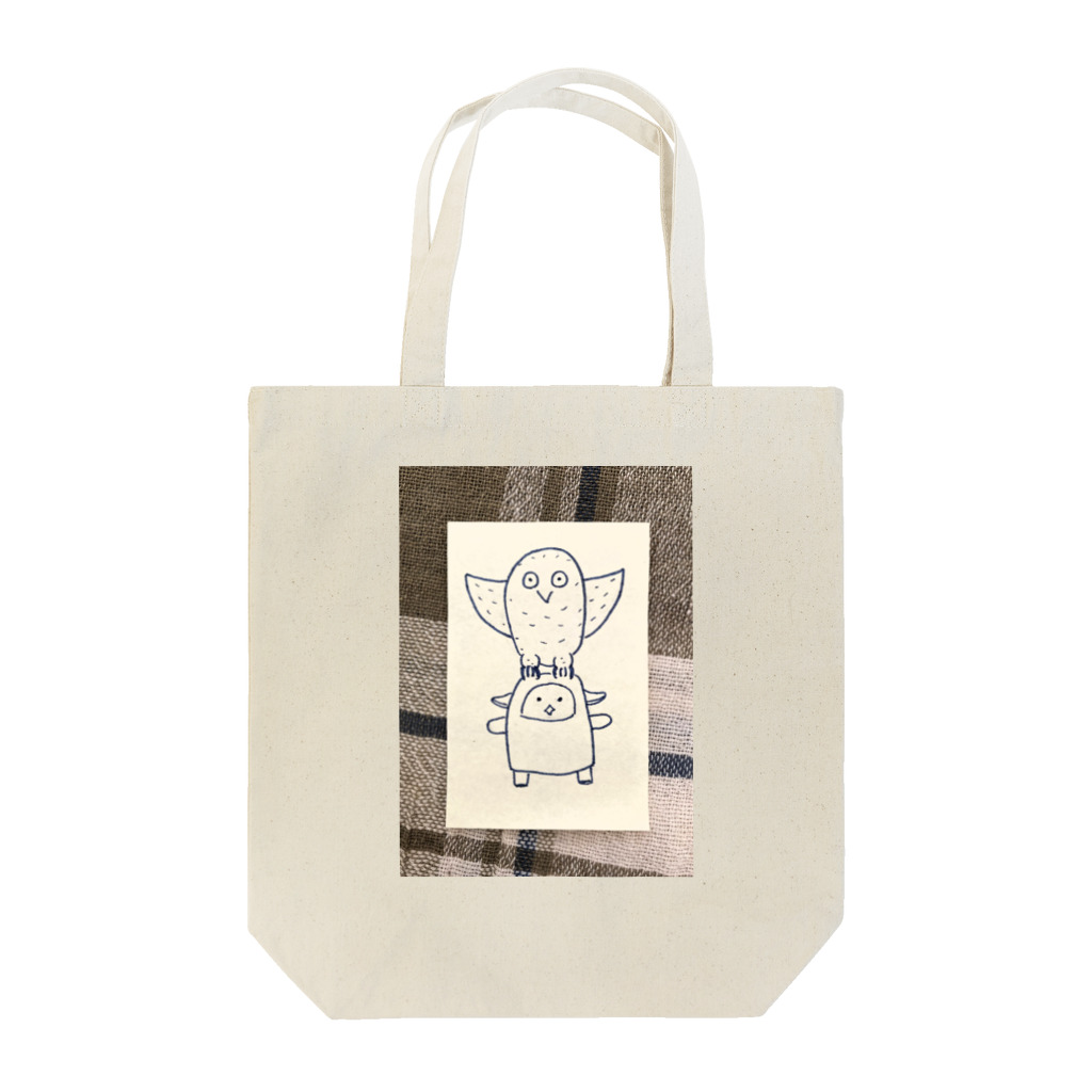 まるいひと＠羊かまぼこマンの羊かまぼこマンとフクロウ Tote Bag