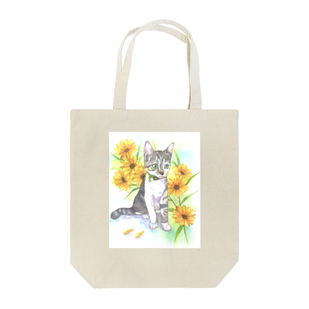 Miaws Shopの子猫とヒマワリ Tote Bag