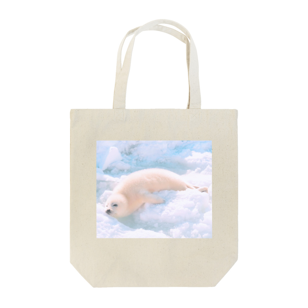 珈琲アザラシのアザラシショップの眠そうなタテゴトアザラシ Tote Bag