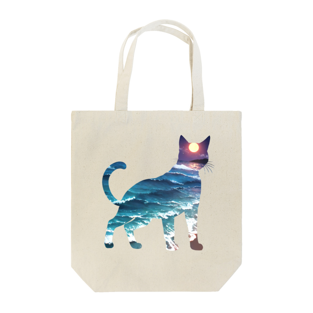 猫との風景の海と猫003 Tote Bag