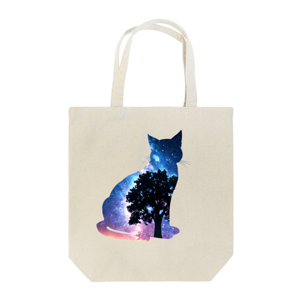 猫との風景の星空と猫_008 Tote Bag
