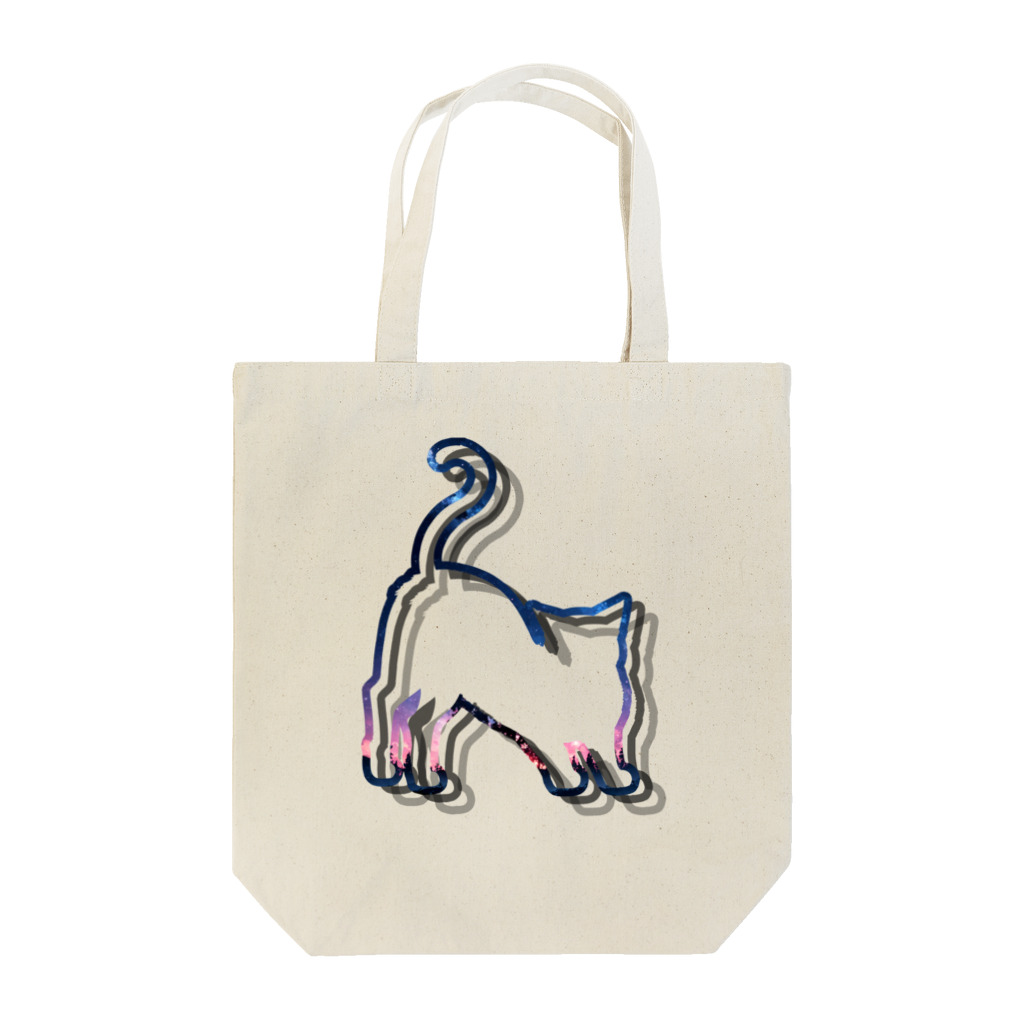 猫との風景の伸びをする枠ねこ_青 Tote Bag