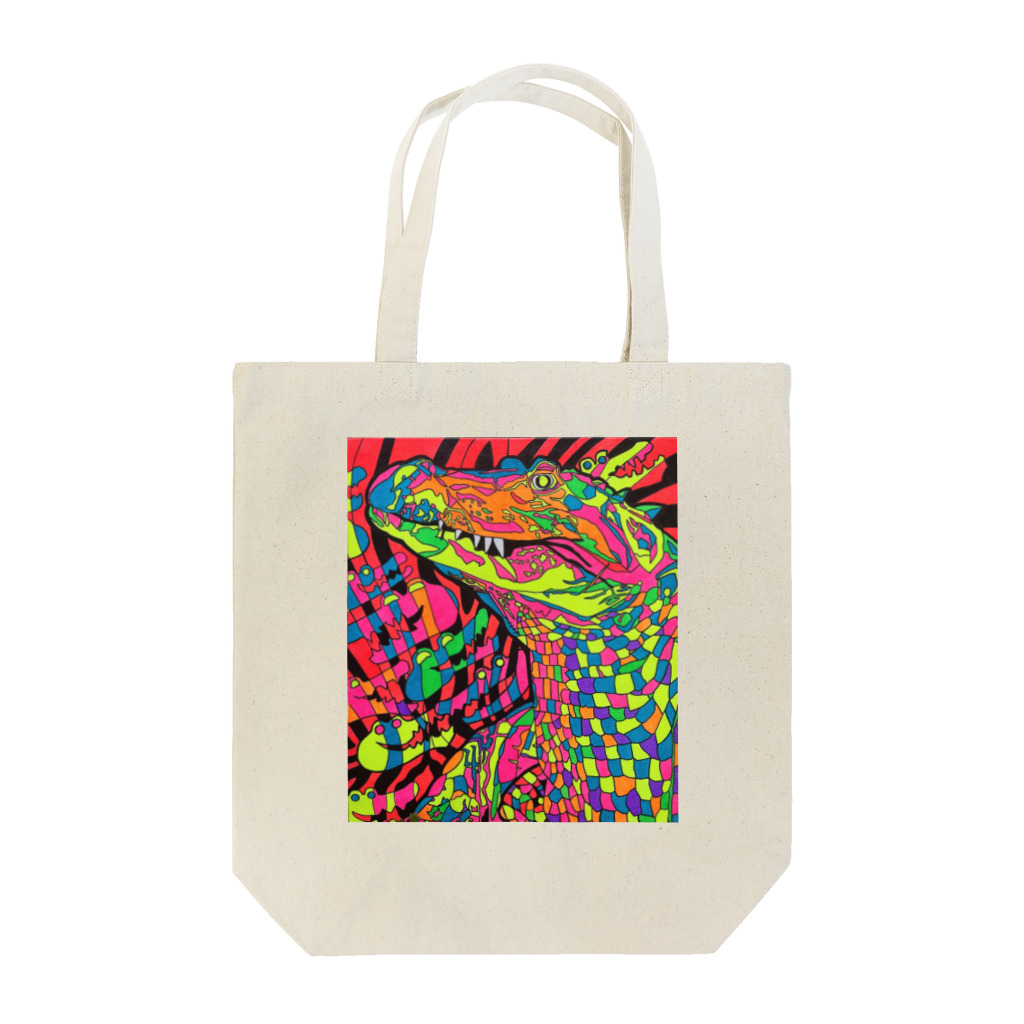 動物絵 Jamanakocic storeのワニロック Tote Bag