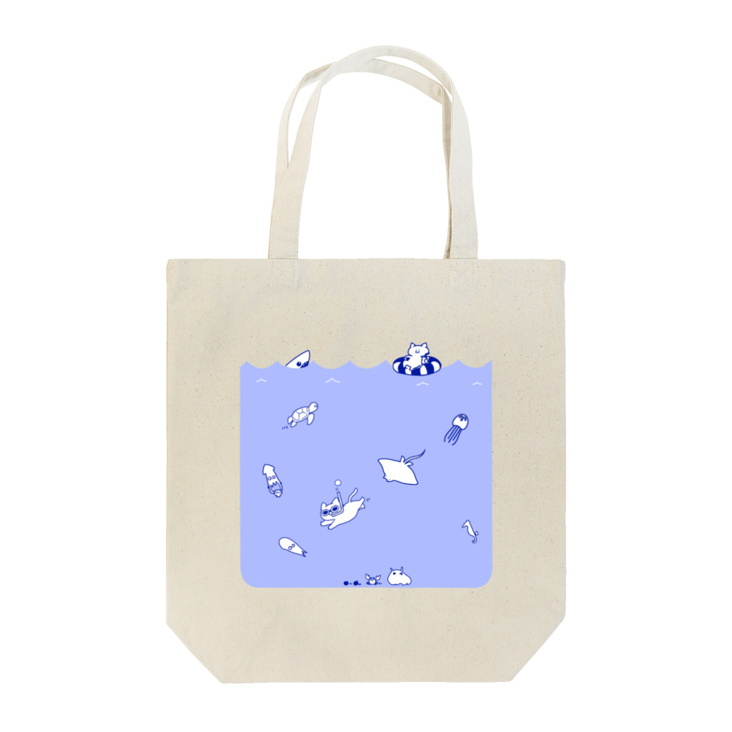 田園調布前の海と猫(青) Tote Bag