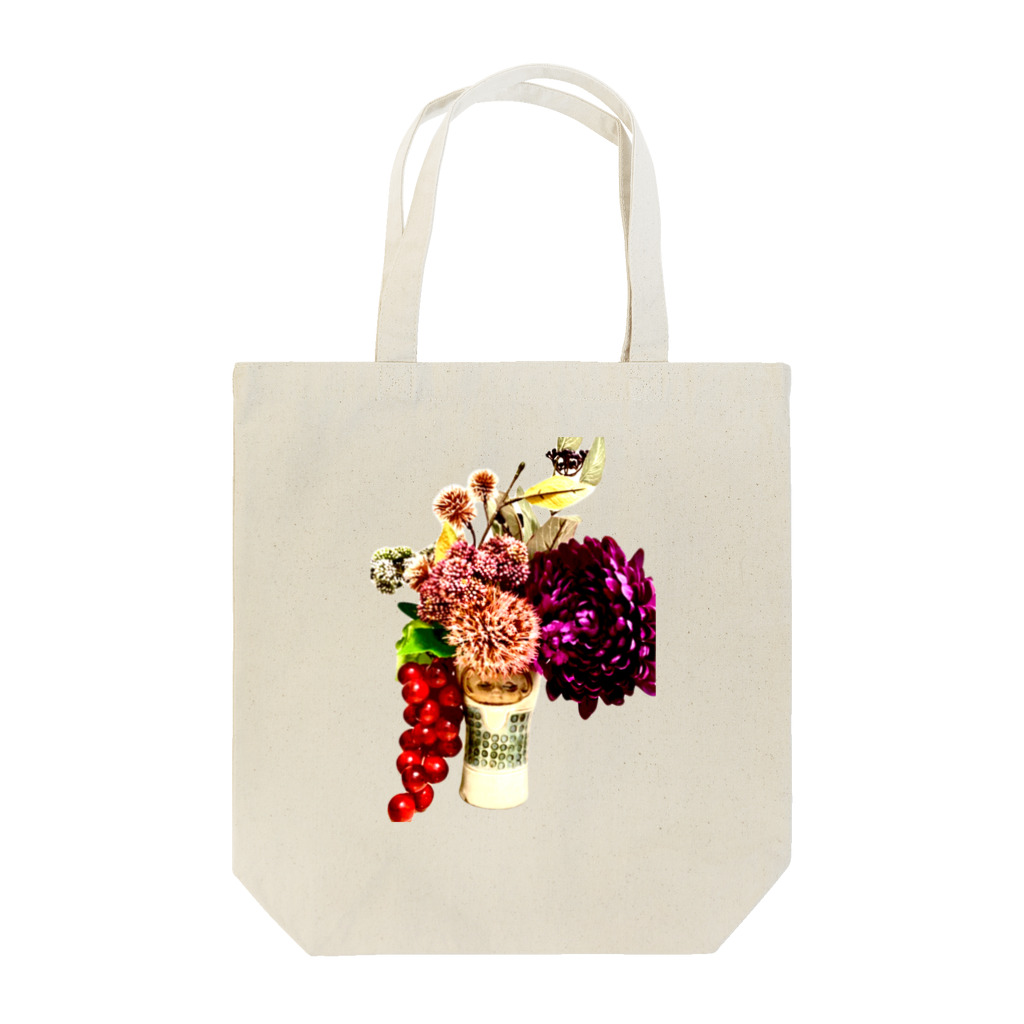 お味噌ちゃん👺LINEスタンプもの壺と花 トートバッグ
