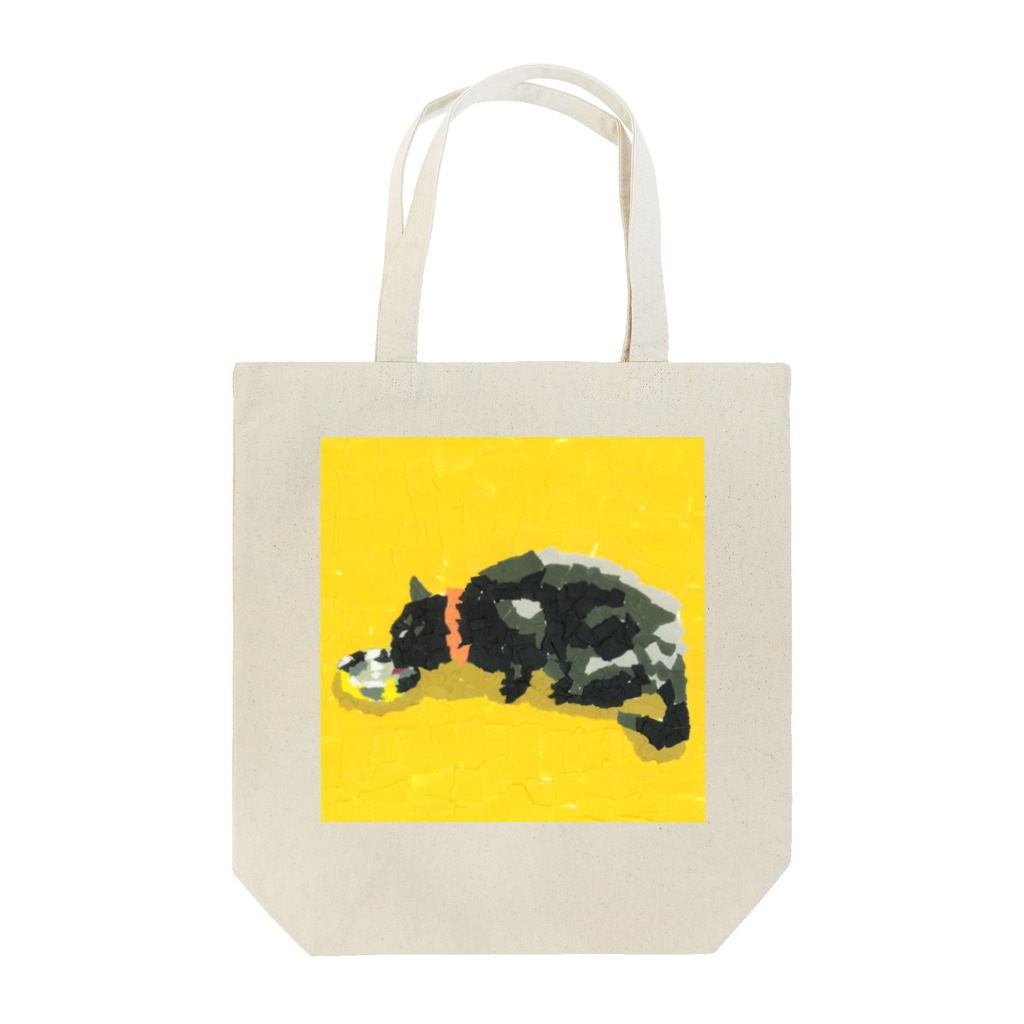 Yuhki | おばけのゆうき 公式オンラインショップの水飲む黒猫(ちぎり絵/貼り絵) トートバッグ