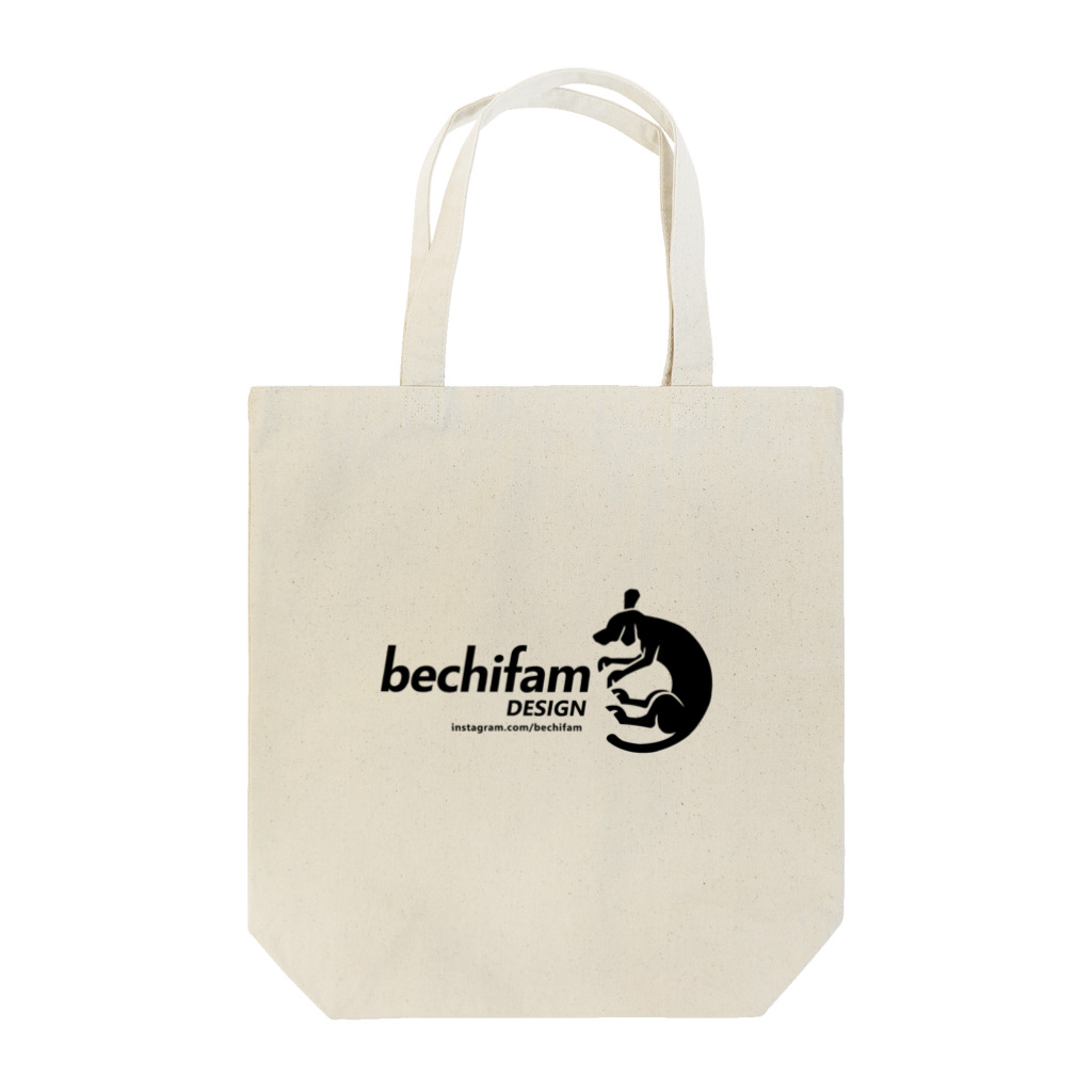 bechifam SHOPのbechifam DESIGN 【original LOGO】 Black Tote Bag