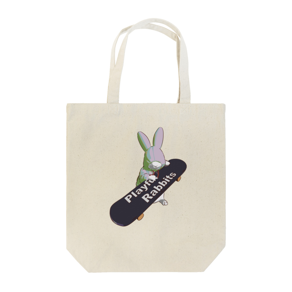 鬼鞍 ONIKURAのPlayful Rabbits ピンク Tote Bag