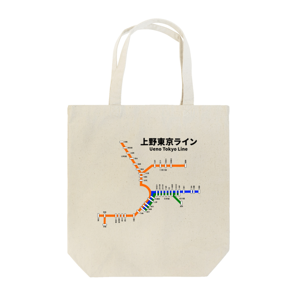 柏洋堂の上野東京ライン 路線図 トートバッグ