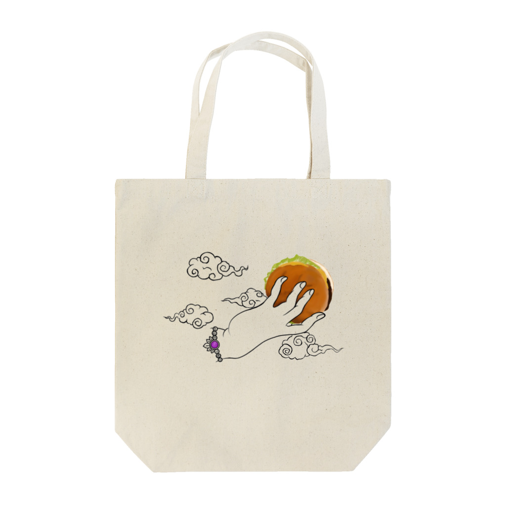 チャンドラのハンバーガーを持つ仏さま Tote Bag