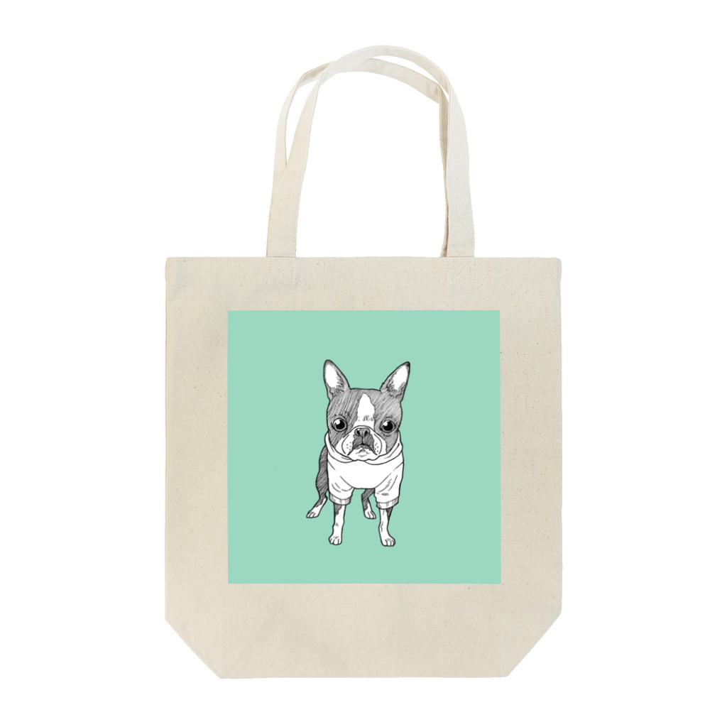 tamaraboのボストンテリア　グリーン Tote Bag