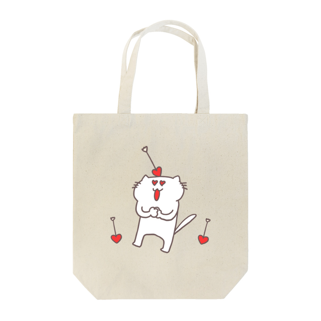 たにしのペア ハートの矢が刺さっちゃったネコ Tote Bag