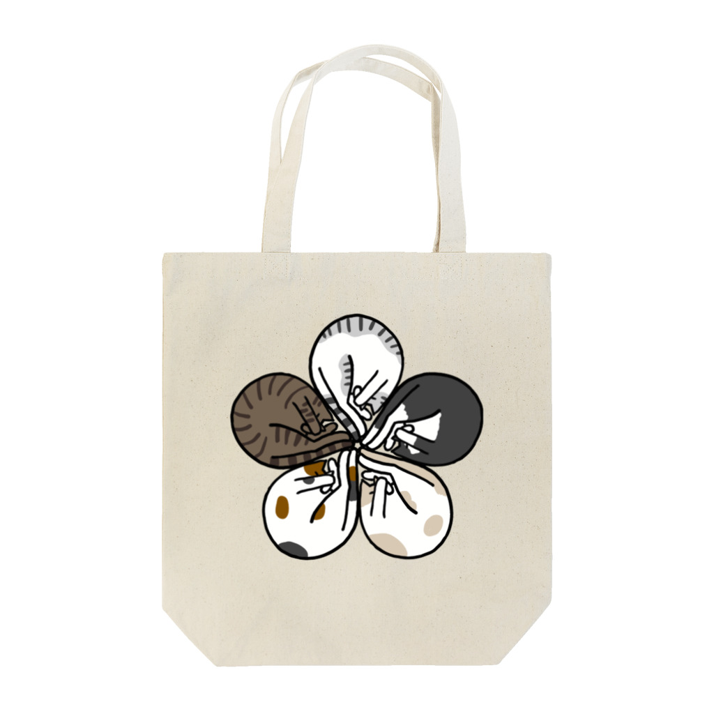 梅咲イラストワークの眠り猫の花紋（背景なし） トートバッグ
