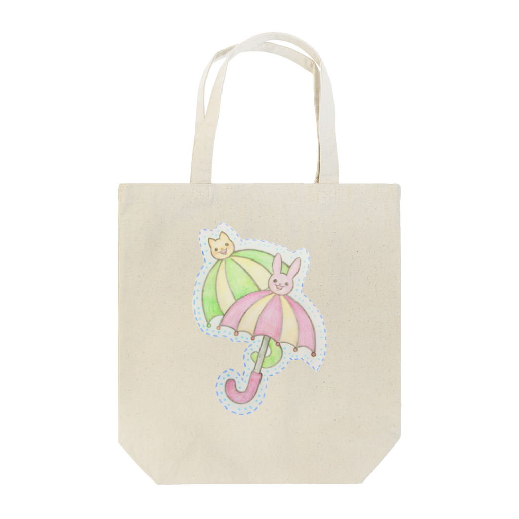 あしゅくまのうさぎ傘とねこ傘 Tote Bag