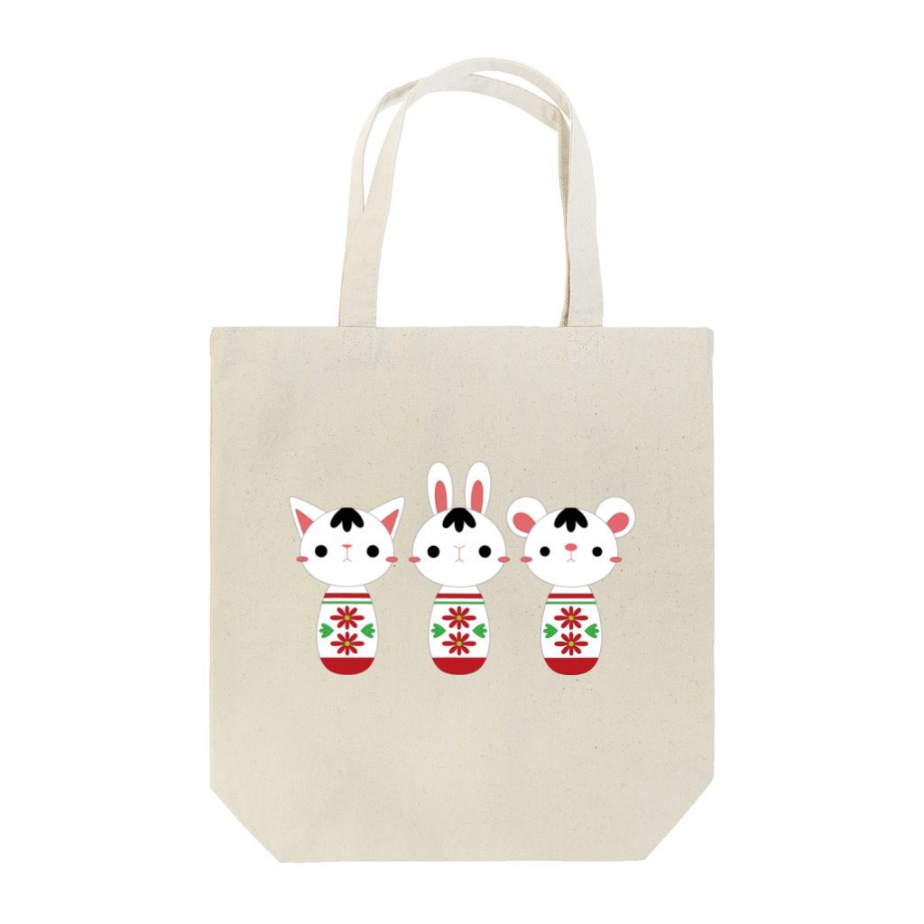 *NAGI*（ナギ）の可愛い動物こけしトリオ Tote Bag