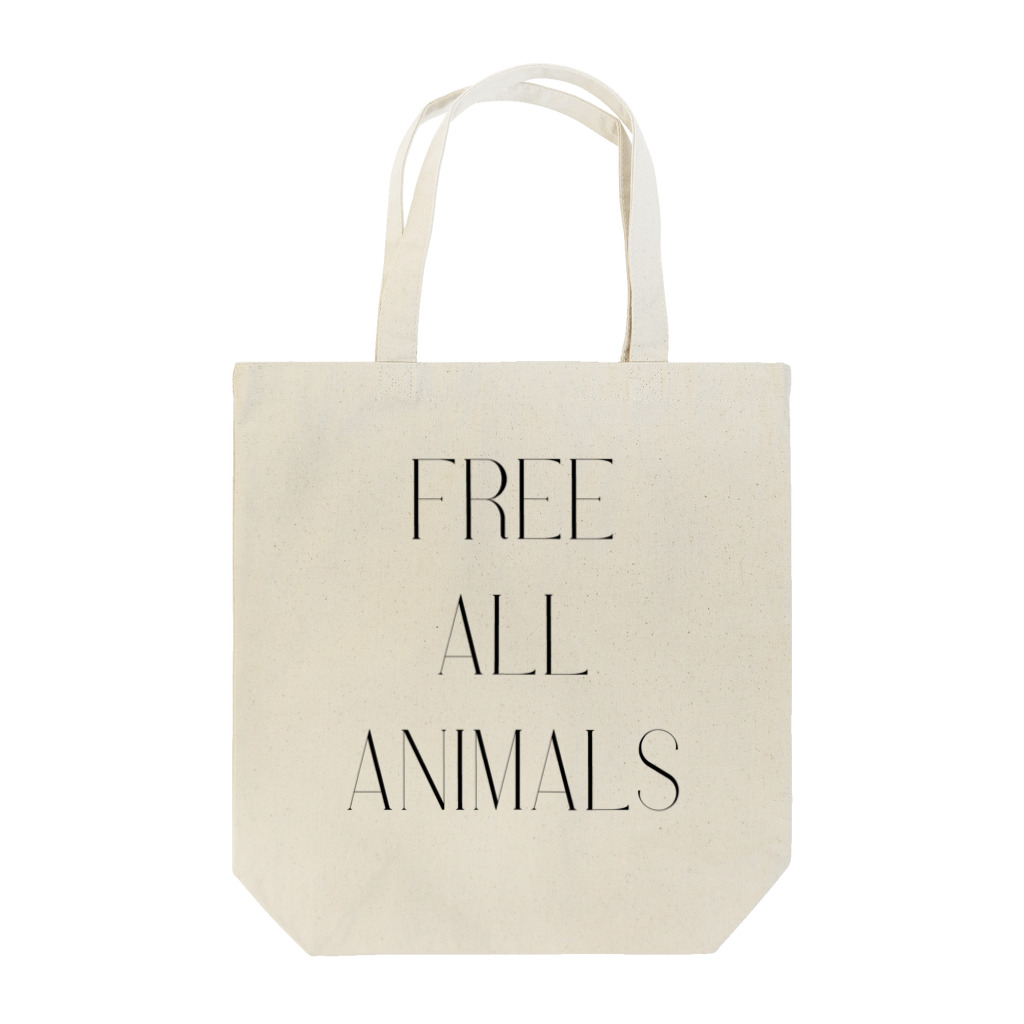 free all animalsのFREE ALL ANIMALS(おしゃれ文字) トートバッグ