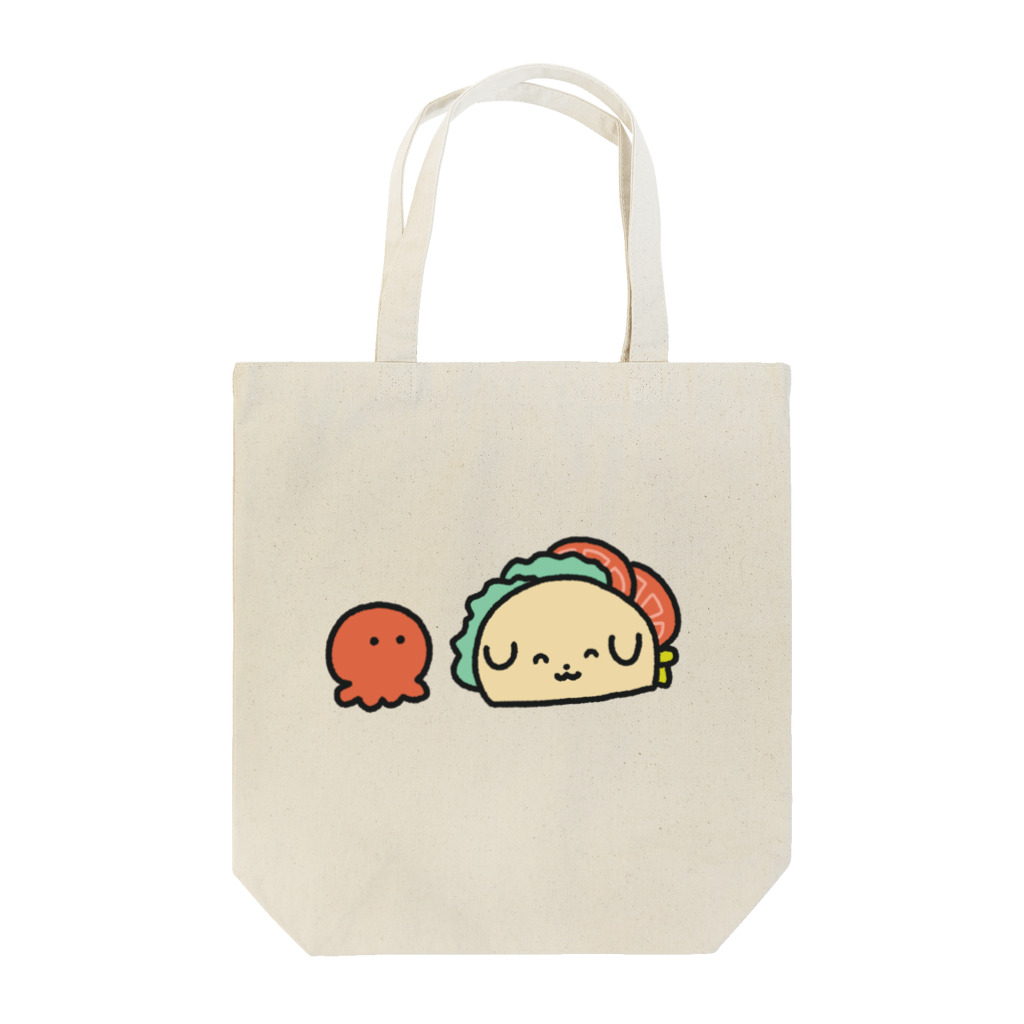 ぽきゅるやさんのタコスわんとタコ🌮🐶🐙にっこり Tote Bag