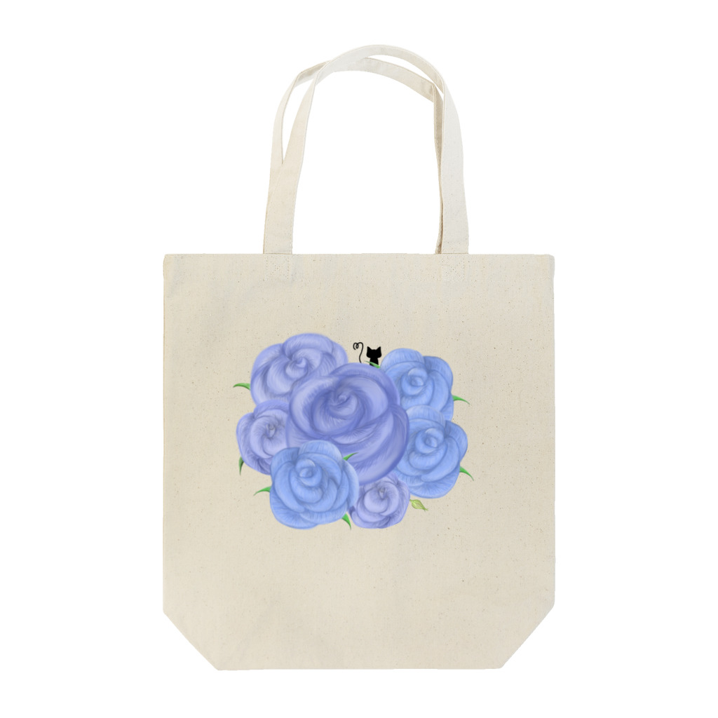 るなの隠れ場の青バラと猫 Tote Bag