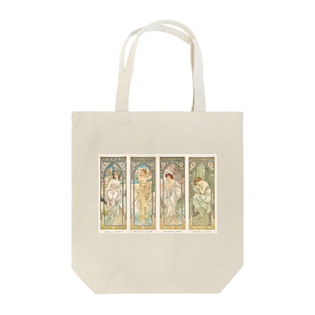 世界の絵画アートグッズのアルフォンス・ミュシャ《四つの時の流れ》 Tote Bag