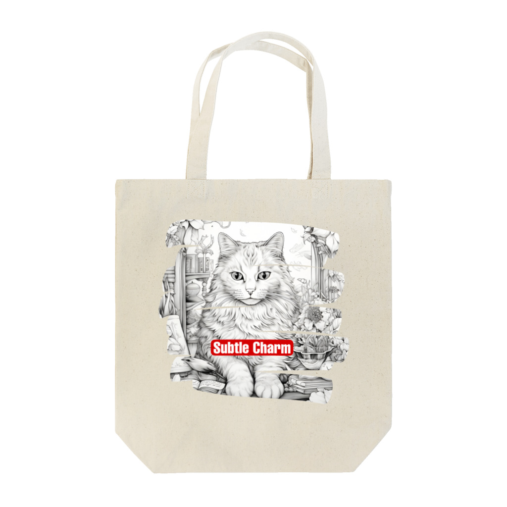 Animalique Designs(アニマリーク デザインー)の何考えてる？引き込まれる魅力的な瞳の猫 トートバッグ
