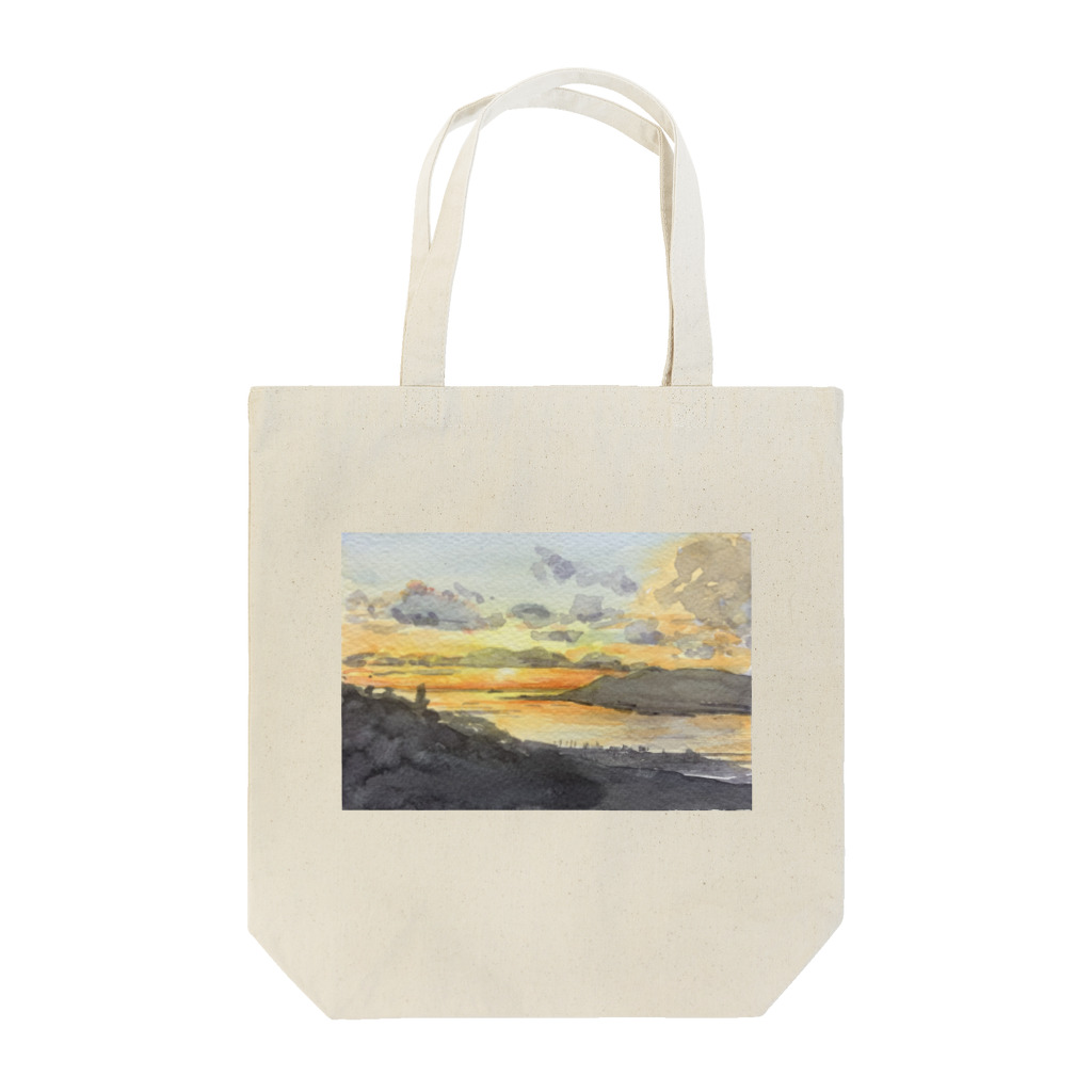 アトリエ道子の【沖縄風景画】知念半島の朝焼け Tote Bag