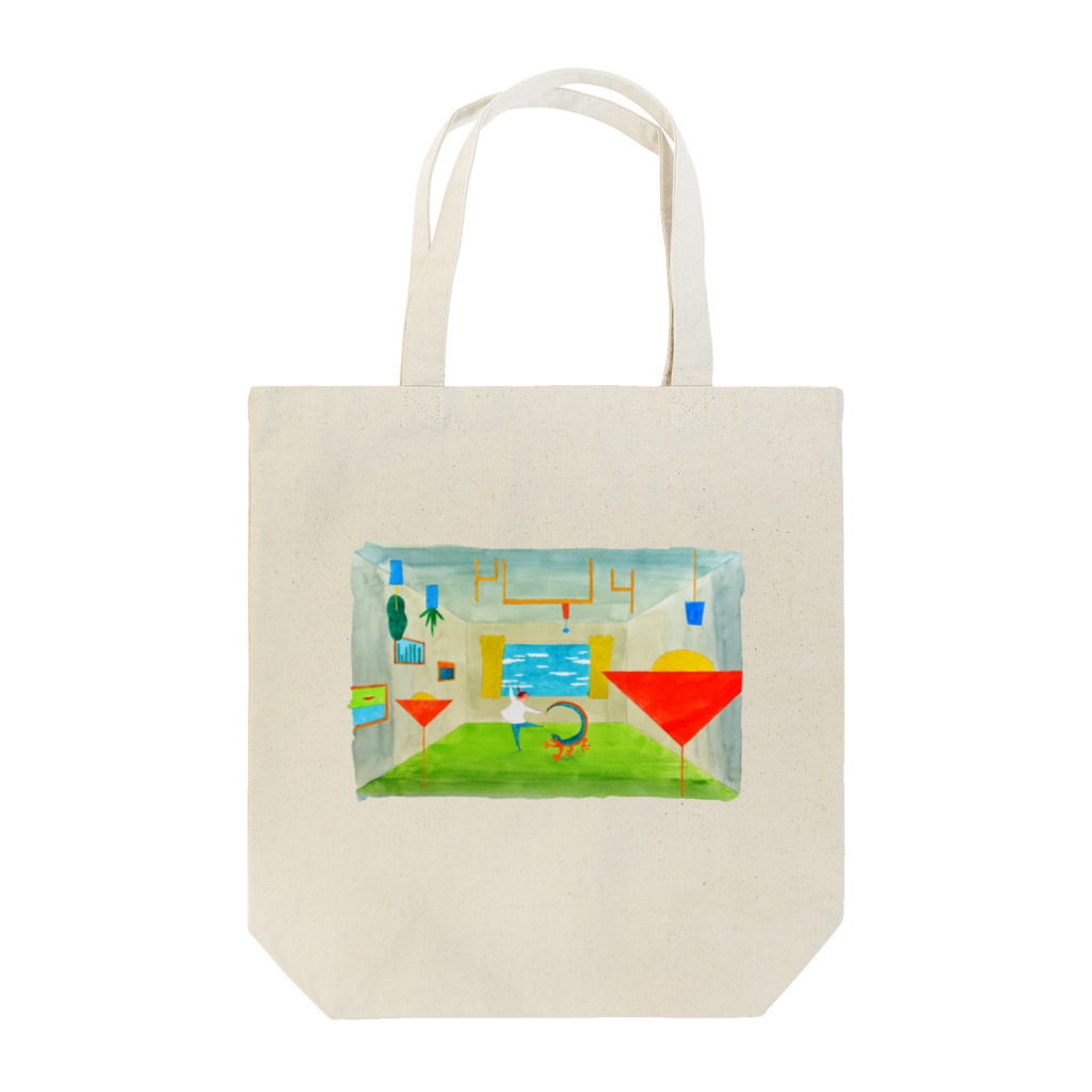 モタッティの庭の逆さまの家で踊る夢 Tote Bag