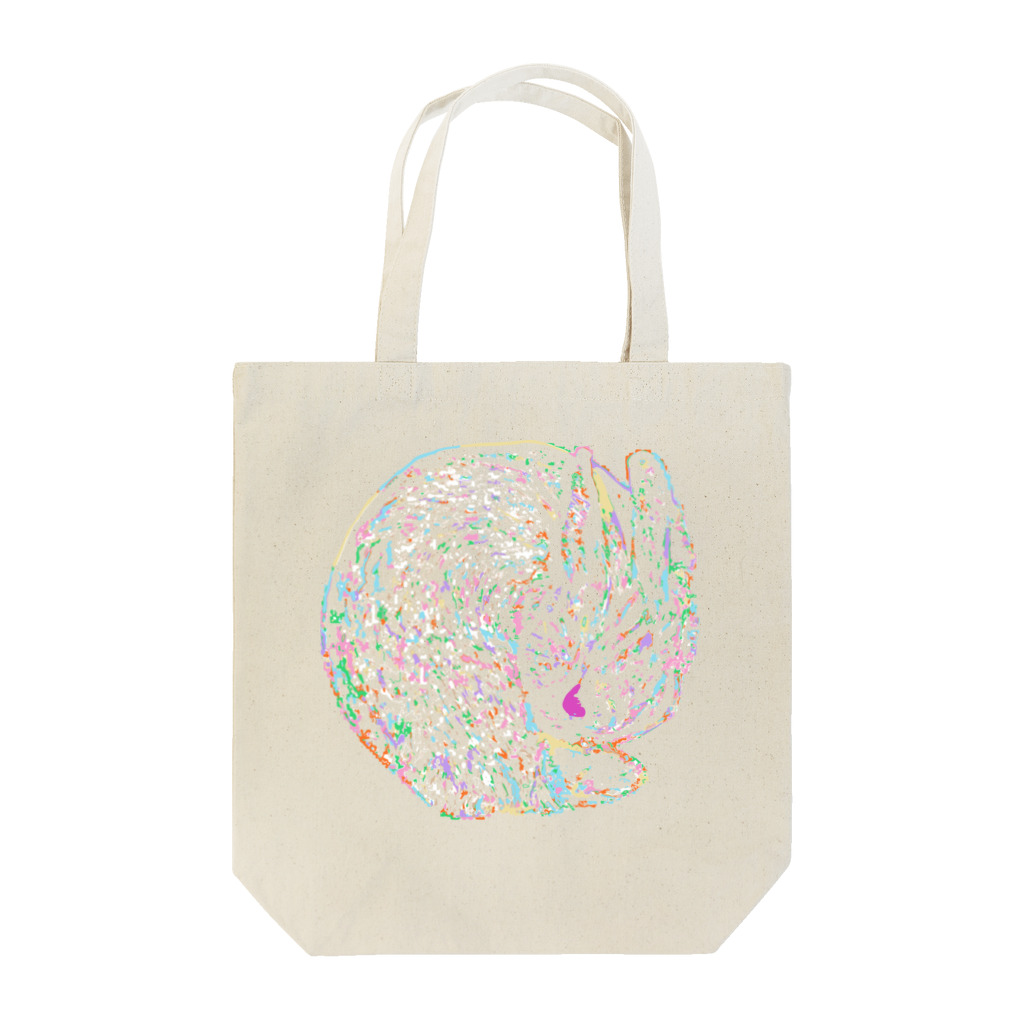 conis_storeのまんまるうさぎ 虹になる Tote Bag