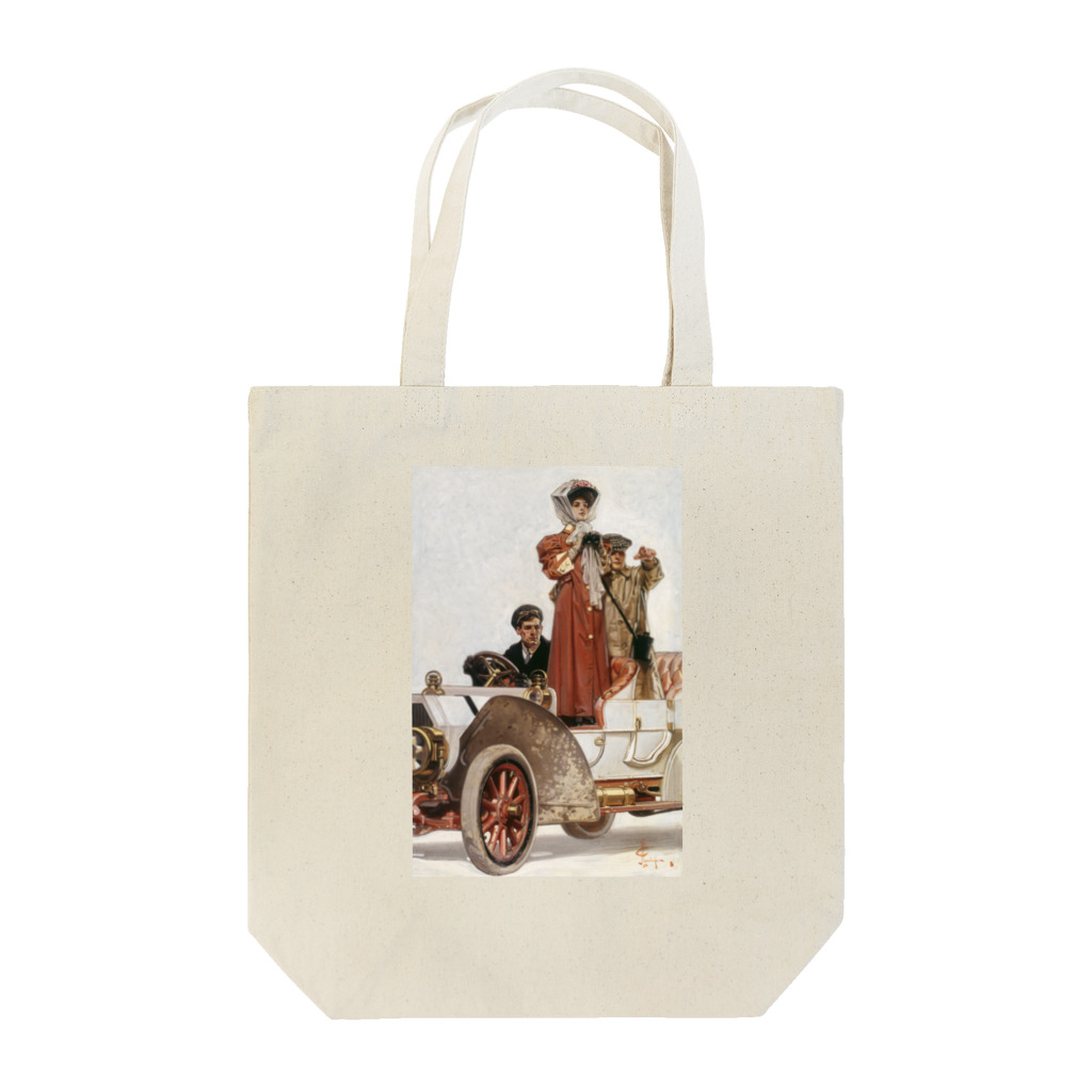 世界の絵画アートグッズのJ・C・ライエンデッカー《貴婦人と自動車》 Tote Bag