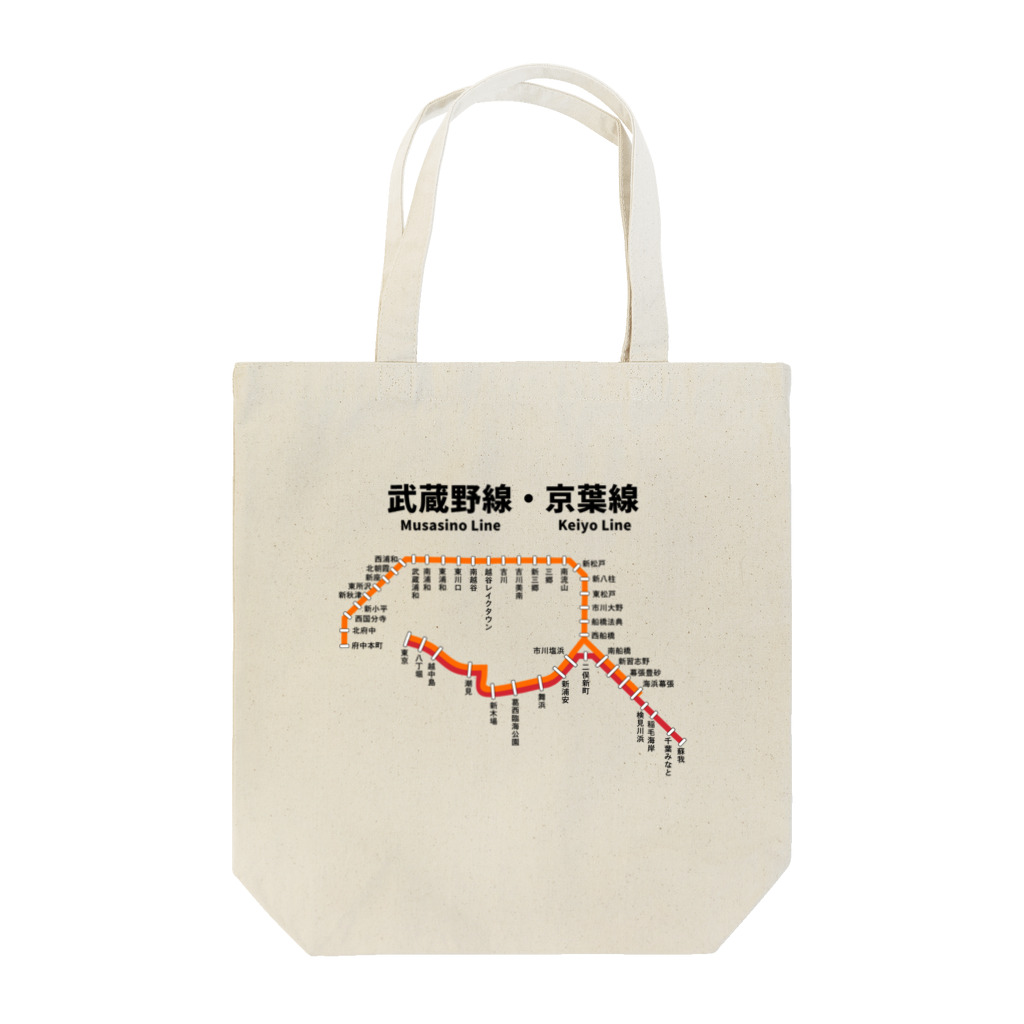 柏洋堂の武蔵野線・京葉線 路線図 Tote Bag