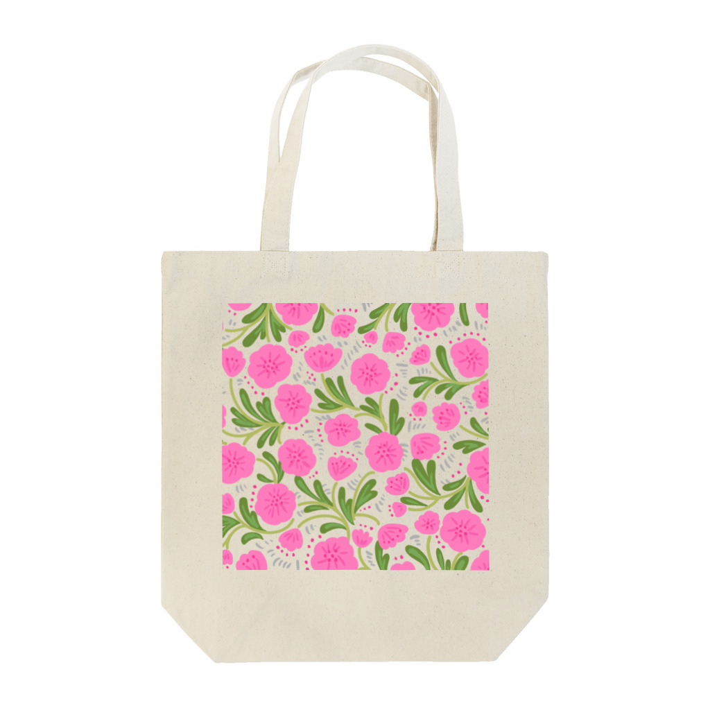 Katie（カチエ）の手描きの花柄（ピンク） Tote Bag