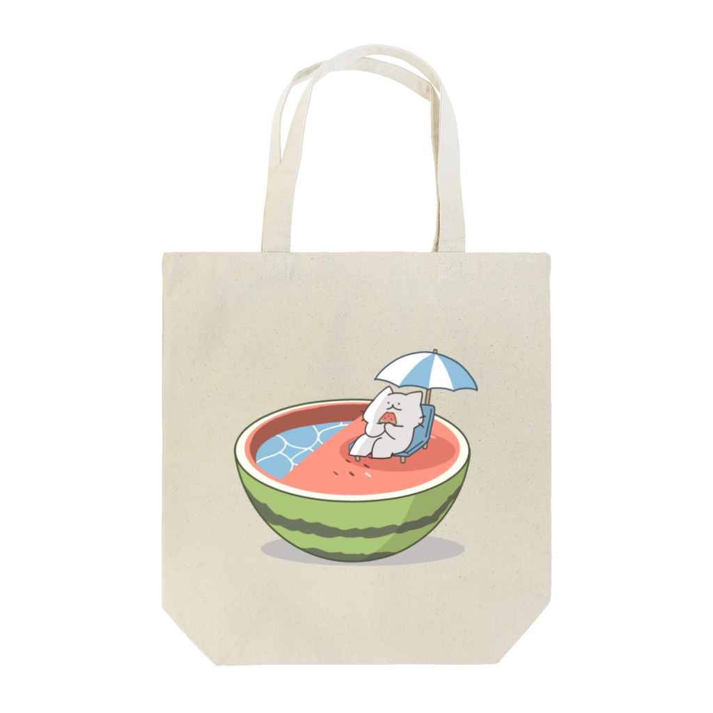 猫原のしの真夏はスイカプールで避暑 Tote Bag