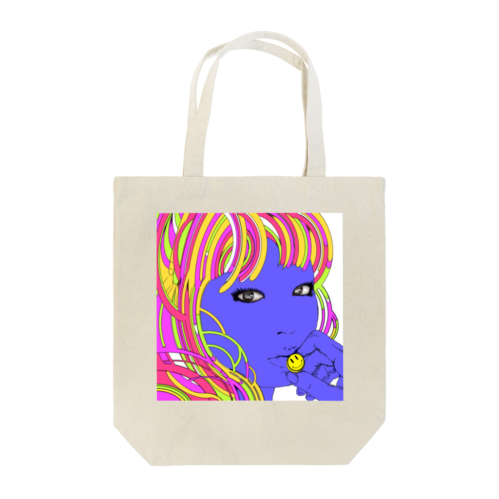 junkie  pokerの青い娘　スマイル Tote Bag