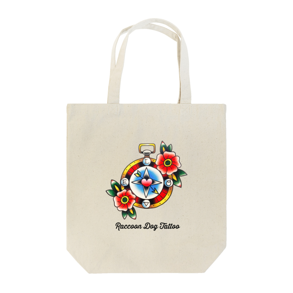 RaccoonDogTattooのロゴ入りloveのゆくえ時計　 Tote Bag