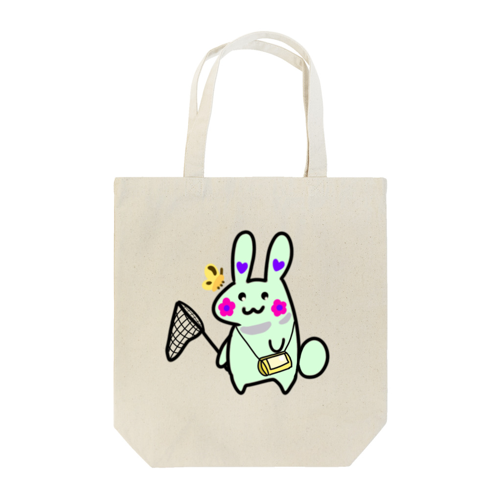 anko_koshianのお花ウサギ🌼🐰ライトグリーン Tote Bag