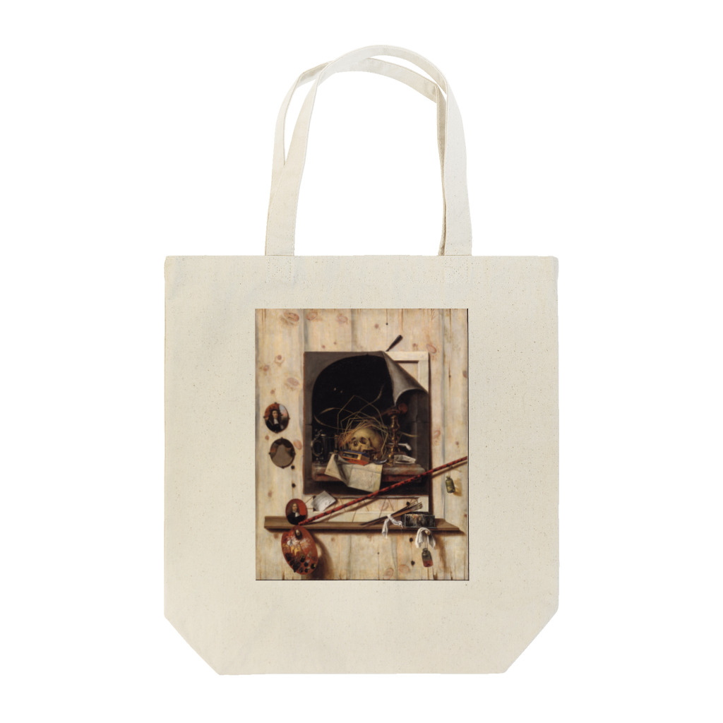 世界美術商店のヴァニタス画のあるアトリエの壁 / Trompe l'oeil with Studio Wall and Vanitas Still Life Tote Bag